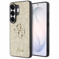 Guess maciņš Fixed Glitter Big 4G Metal Logo for Samsung Galaxy S26 Ultra zelta