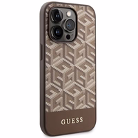 Guess GUHMP14XHGCFSEW iPhone 14 Pro Max 6.7" brūns/brūns cietais apvalks GCube Stripes MagSafe