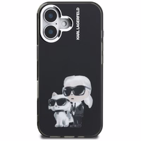 Karl Lagerfeld IML Aquarelle Karl & Choupette & Logo iPhone 16 macins - melns