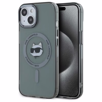 Karl Lagerfeld KLHMP15SHLSCHK iPhone 15 6.1" melns cietais viedtālruņa apvalks IML Metal Choupette Head Magnētiskais (MagSafe)