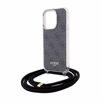 Guess Crossbody Cord 4G Print viedtālruņa apvalks iPhone 15 Pro – melns