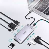 Choetech 9in1 daudzfunkcionāls USB Type C centrmezgls - 3x USB 3.2 Gen 1 / SD un TF atmiņas karšu lasītājs / HDMI 4K 30Hz / VGA Full HD 60Hz / USB Type C / RJ45 pelēks (HUB-M15 pelēks)