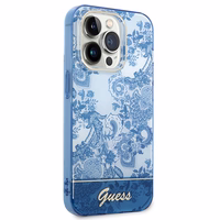Guess GUHCP14XHGPLHB iPhone 14 Pro Max 6.7" zils/zils cietais apvalks Porcelain Collection
