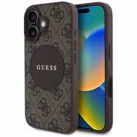 Guess 4G Circle Classic Logo Magnētiskais viedtālruņa apvalks iPhone 16 - brūns