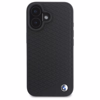 BMW zīmes ādas dimanta metāla logotips magnētiskais iPhone 16 viedtālruņa apvalks - melns