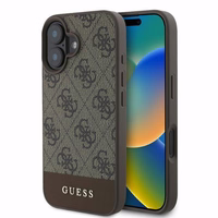 Guess 4G Bottom Stripe viedtālruņa apvalks iPhone 16 - brūns