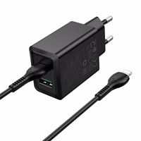Lādētājs viedtālrunim Hoco USB A + USB C QC3.0 PD AFC 3A 30W + kabelis USB C uz USB C N71 melns