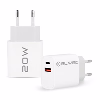 Blavec sienas lādētājs BC-2 - USB + Type C - QC 3.0 PD 20W ar Type C uz Type C kabeli (TCBC2-UCW20+CC) balts