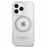 Guess Metal Outline Magnētiskais MagSafe viedtālruņa apvalks iPhone 13 Pro / iPhone 13 - sudraba