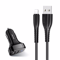USAMS auto lādētājs 2xUSB C13 2,1A Lightning melns NTU35LC13TZ