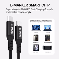 Crong Soft Link - 100W PD 5A USB-C to USB-C kabelis 120cm (melns)