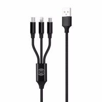 Forever 3in1 kabelis USB - Lightning + USB-C + microUSB 1,2 m 2A melns