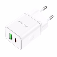 Borofone Sienas lādētājs BN7 - USB + Type C - QC 3.0 PD 20W balts