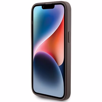 Guess 4G Metal Gold Logo viedtālruņa apvalks iPhone 15 Pro Max - brūna