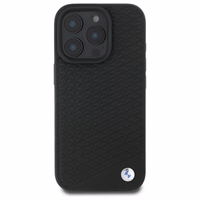 BMW zīmes ādas dimanta metāla logotips magnētiskais iPhone 16 Pro viedtālruņa apvalks - melns