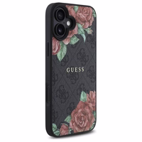 Guess GUHMP16SP4ROPEMCK iPhone 16 6.1" melns/melns cietais apvalks 4G Ziedu Druka Magnētiskais