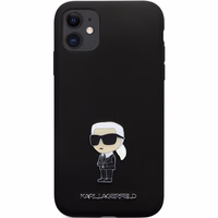 Karl Lagerfeld KLHCN61SMHKNPK viedtālruņa apvalks iPhone 11 / Xr - melns silikona Ikonik metāla piespraude