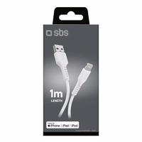 SBS TECABLEUSBIP589W USB-A - Lightning kabelis - balts