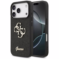 Guess Fixed Glitter Big 4G viedtālruņa apvalks iPhone 17 Pro - melns