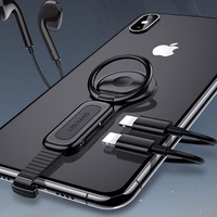 USAMS Adapteris AU06 2w1 Lightning - 2 x lightning + gredzena turētājs melns SJ274LN01 (US-SJ274)