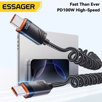 USB Kabelis Essager "Chuan" melns 60W "Type-C / Type-C" 180cm