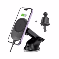 Tech-Protect MM15W-V1 automašīnas tālruņa turētājs ar MagSafe 15W bezvadu lādētāju paneļim / gaisa ventilācijai - melns