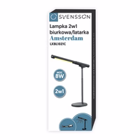 Svensson Desk lampa/flashlight 2in1 AMSTERDAM magnetic-detatchable 8W melns