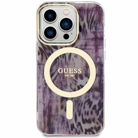 Guess GUHMP14XHLEOPWP iPhone 14 Pro Max 6.7" rozā cietais apvalks Leopard Magnētiskais