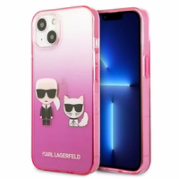 Karl Lagerfeld Gradient Ikonik Karl&Choupette viedtālruņa apvalks iPhone 13 mini – rozā
