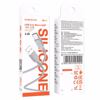 Borofone kabelis BX99 Method - USB uz MicroUSB - 2,4A 1 metrs, pelēks