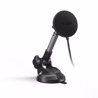 Teleskopiskais viedtālruņa turētājs ar indukcijas lādētāju SBS TESUPPMAG15WLONGARM ar piesūcekni, saderīgs ar MagSafe – melns