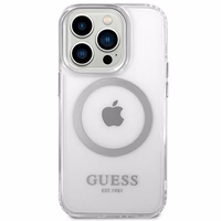 Guess GUHMP14XHTRMS iPhone 14 Pro Max 6.7" sudrabains/sudrabains cietais apvalks Metāla kontūra Magnētiskais