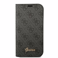 Viedtālruņa apvalks Guess GUBKP14LHG4SHK iPhone 14 Pro 6.1" - melns / melnais logotips 4G Vintage Gold Logo