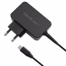 Qoltec 52386 GaN POWER PRO charger | 1xUSB-C | 65W | 5-20V | 3-3.25A | melns