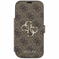 Guess Book 4G Metal Logo viedtālruņa apvalks iPhone 17 Pro - brūns