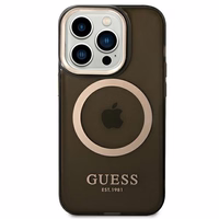 Guess GUHMP14XHTCMK iPhone 14 Pro Max 6.7" melns/melns cietais apvalks Zelta kontūra Daļēji caurspīdīgs Magnētiskais