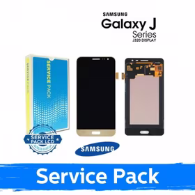 LCD Displejs Saderīgs ar Samsung J320F 2016 J3 Zeltains (Service Pack)
