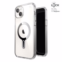 Speck Presidio Perfect-Clear ClickLock & Magsafe - iPhone 15 Plus / iPhone 14 Plus maciņš (Clear / Chrome Finish / Serene sudrabs)