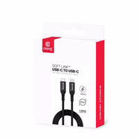Crong Soft Link - 100W PD 5A USB-C to USB-C kabelis 25cm (melns)