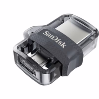 SanDisk Ultra Dual m3.0 USB flash drive 256 GB USB Type-A / Micro-USB 3.2 Gen 1 (3.1 Gen 1) melns, sudraba, caurspīdīgs