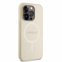 Guess GUHMP15XPSAHMCB iPhone 15 Pro Max 6.7" zelta/zelta cietais apvalks Saffiano MagSafe