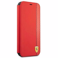 Ferrari FESAXFLBKP13SRE iPhone 13 mini 5.4" sarkans/sarkans grāmatas On Track Carbon Stripe