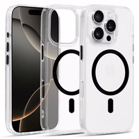 Spīdīgs MagSafe skaidrs viedtālruņa apvalks iPhone 16 Pro Max melns