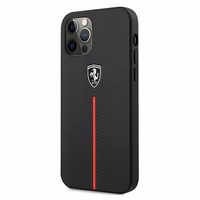 Ferrari FEOMSHCP12LBK iPhone 12 Pro Max melns/melns cietais apvalks Off Track Leather Nylon Stripe