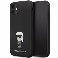 Karl Lagerfeld KLHCN61SMHKNPK viedtālruņa apvalks iPhone 11 / Xr - melns silikona Ikonik metāla piespraude