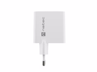 NATEC RIBERA GAN CHARGER 1x USB-A + 1x USB-C 65W balts