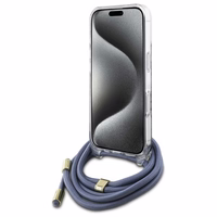 Guess Crossbody Cord 4G Print viedtālruņa apvalks iPhone 16 Pro Max - zils