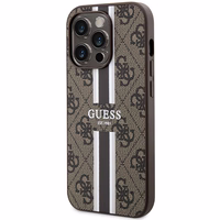 Guess 4G Printed Stripes MagSafe viedtālruņa apvalks iPhone 15 Pro - brūns