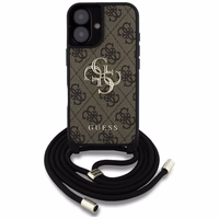 Guess 4G Big Logo Cord Stap viedtālruņa apvalks iPhone 16 Plus - brūns