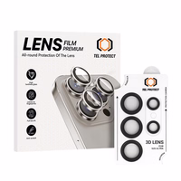 Grūdinātais stikls Tel Protect 3D objektīva aizsargstikls uz kameru Samsung Galaxy S25 Ultra melns (lēcas 5 gab.)